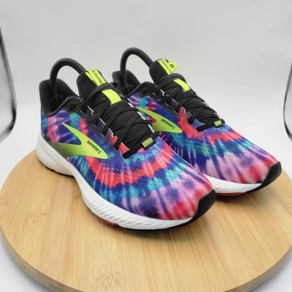 Brooks Launch 8 Tie Dye Running Shoes Womens 7 Black Multi Color 1203451B051